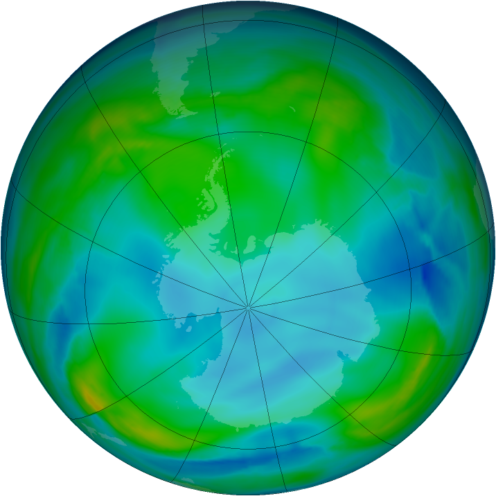 Antarctic ozone map for 07 June 2007
